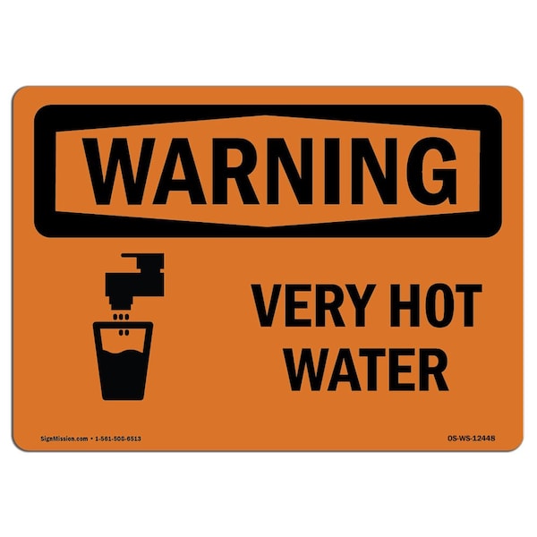 OSHA, Very Hot Water, 5in X 3.5in, 10PK, 5" W, 3.5" H, Landscape, PK10, OS-WS-D-35-L-12448-10PK